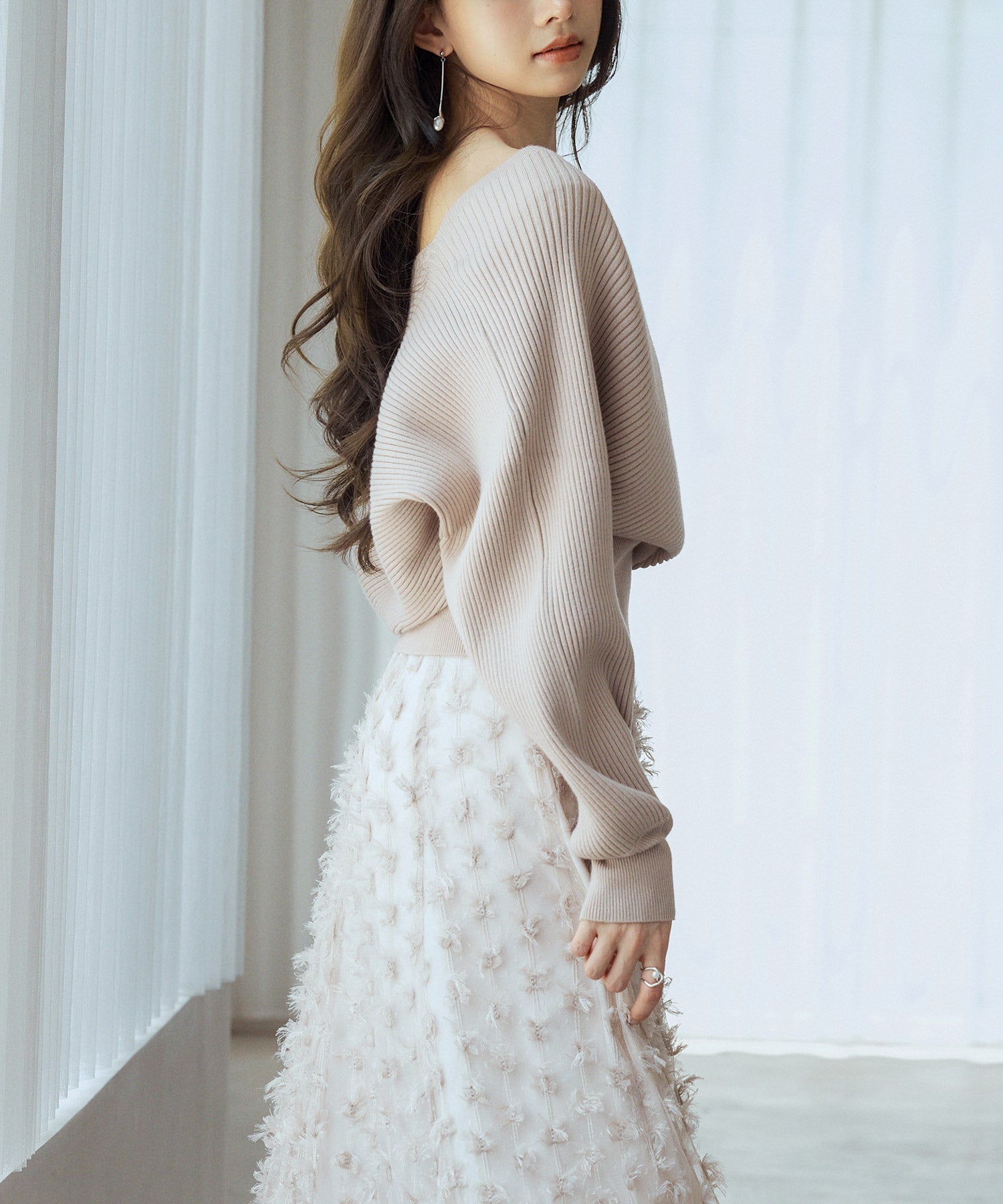 ドルマンスリーブカシュクールニットsdp8052 ベージュ