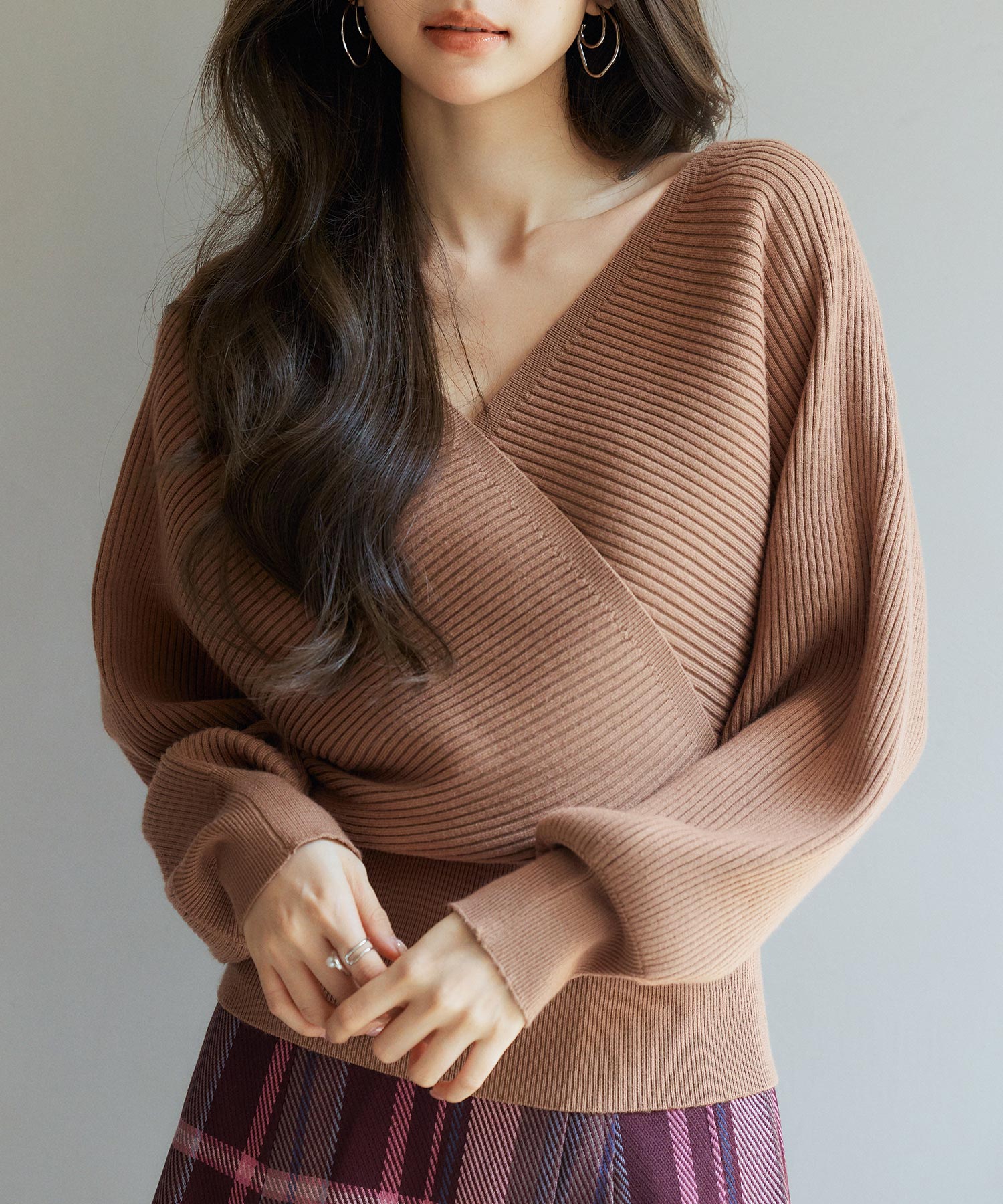 ドルマンスリーブカシュクールニットsdp8052 ブラウン – [公式]SAISON