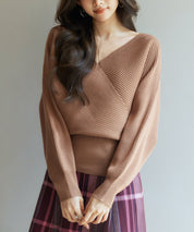 ドルマンスリーブカシュクールニットsdp8052 ブラウン