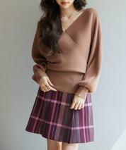 ドルマンスリーブカシュクールニットsdp8052 ブラウン