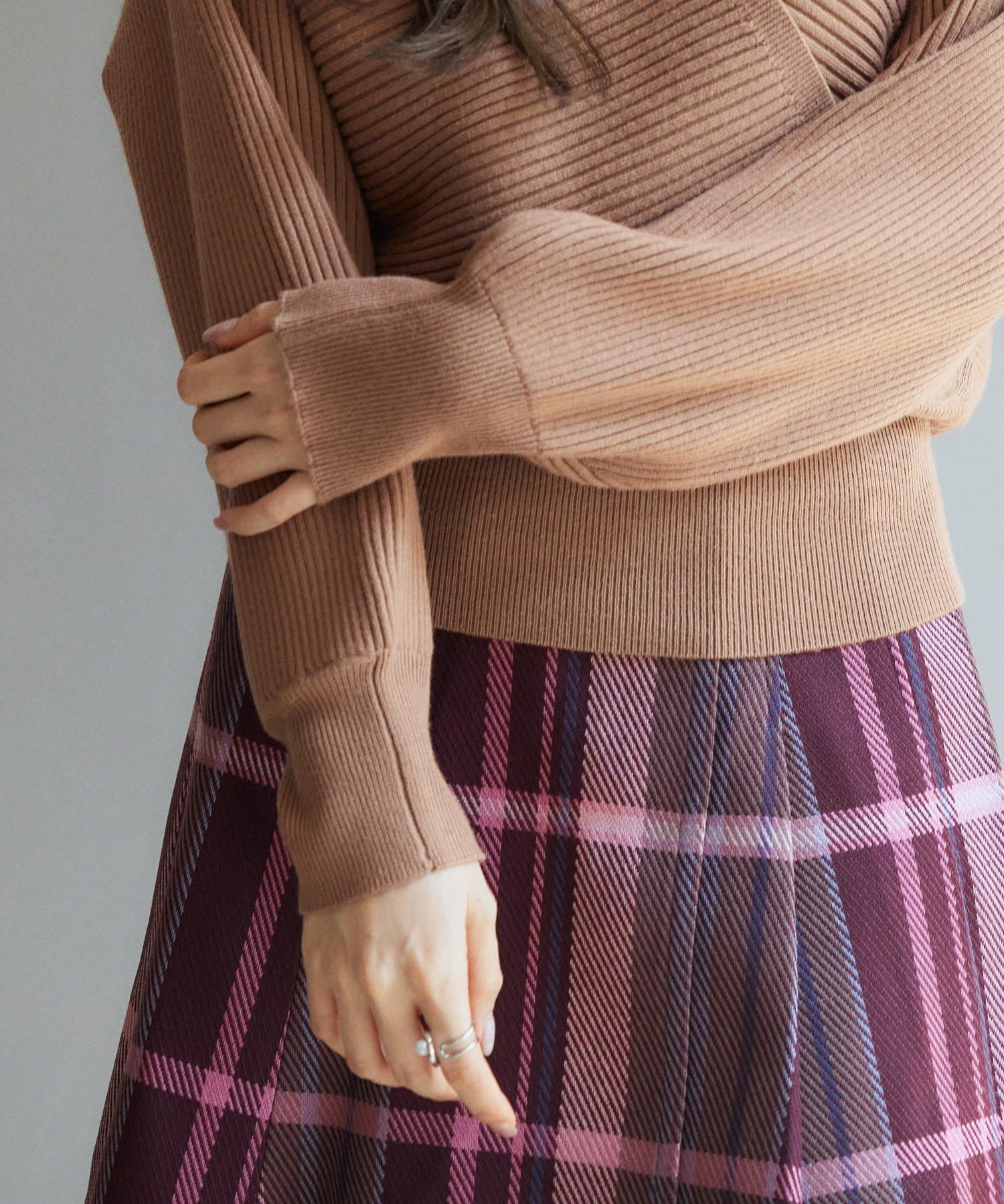 ドルマンスリーブカシュクールニットsdp8052 ブラウン