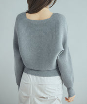 ドルマンスリーブカシュクールニットsdp8052 チャコール