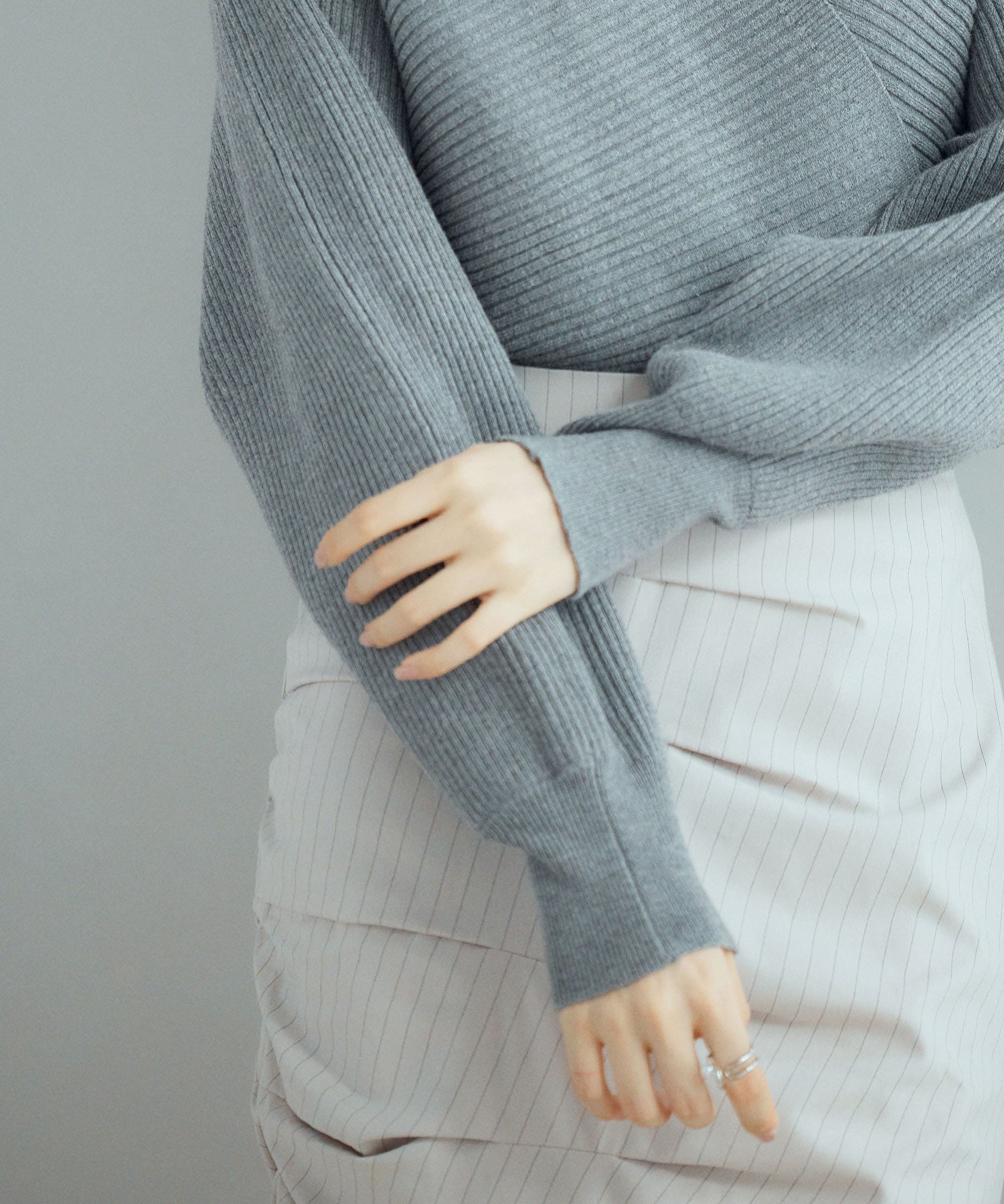 ドルマンスリーブカシュクールニットsdp8052 チャコール