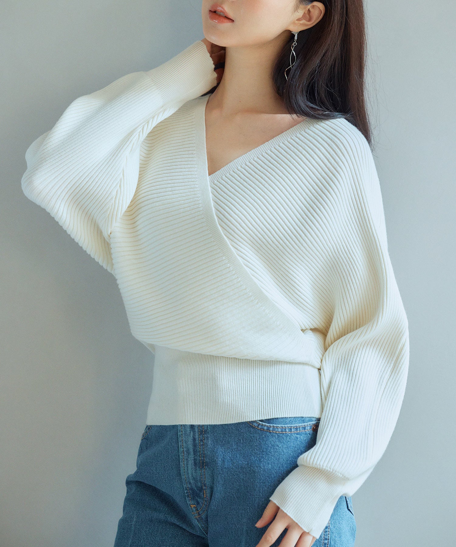 ドルマンスリーブカシュクールニットsdp8052-103-38