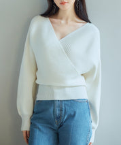 ドルマンスリーブカシュクールニットsdp8052 アイボリー