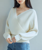 ドルマンスリーブカシュクールニットsdp8052 アイボリー