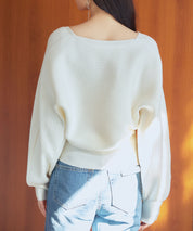 ドルマンスリーブカシュクールニットsdp8052 アイボリー