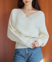 ドルマンスリーブカシュクールニットsdp8052 アイボリー