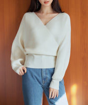 ドルマンスリーブカシュクールニットsdp8052 アイボリー