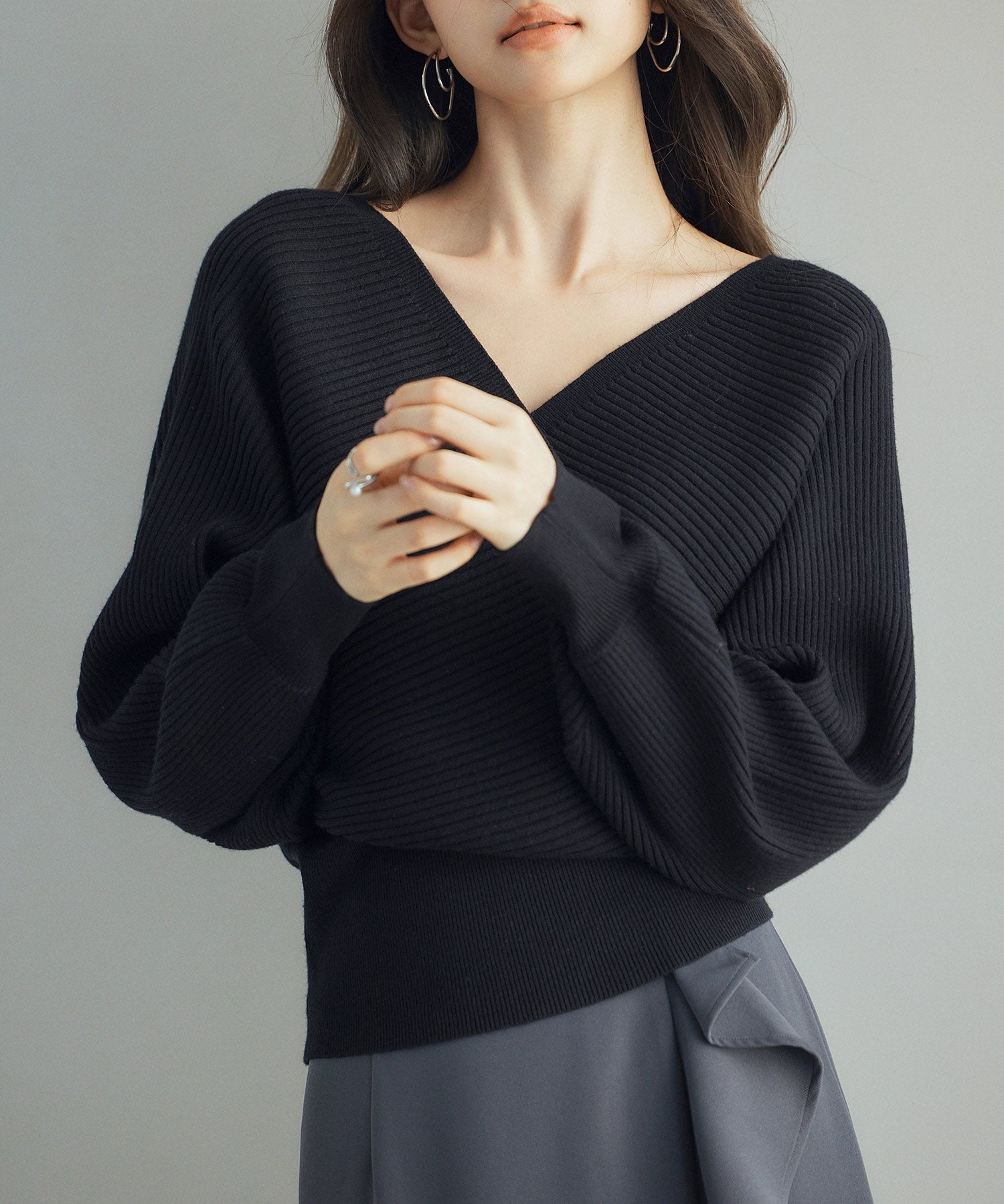 ドルマンスリーブカシュクールニットsdp8052-103-8