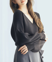 ドルマンスリーブカシュクールニットsdp8052 ブラック