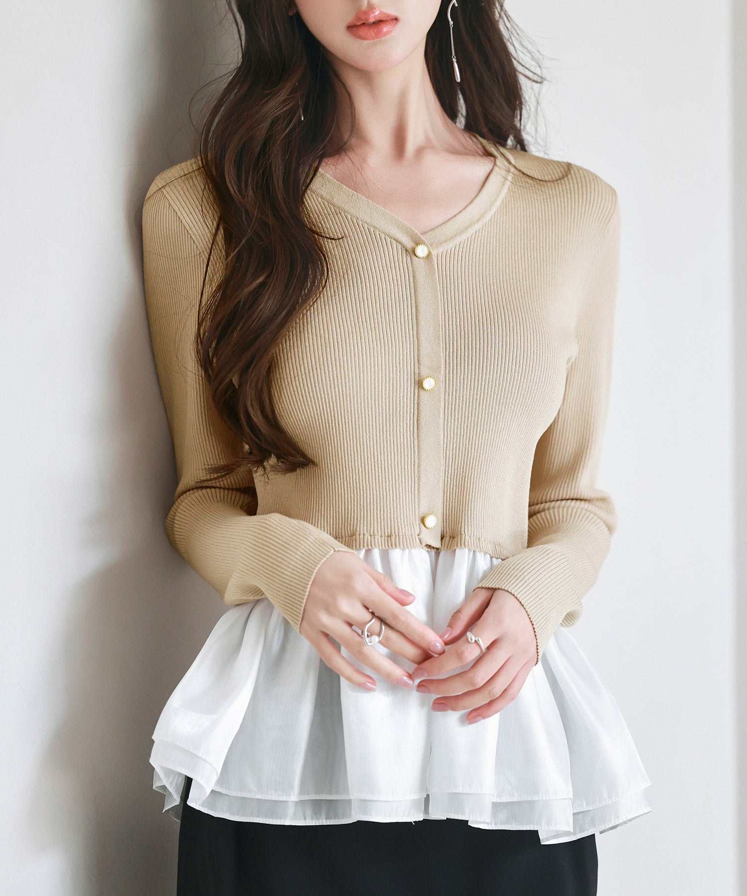 ぺプラム裾ドッキングニットプルオーバーsdp8053-103-14