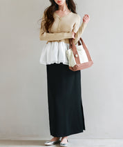 ぺプラム裾ドッキングニットプルオーバーsdp8053 ベージュ