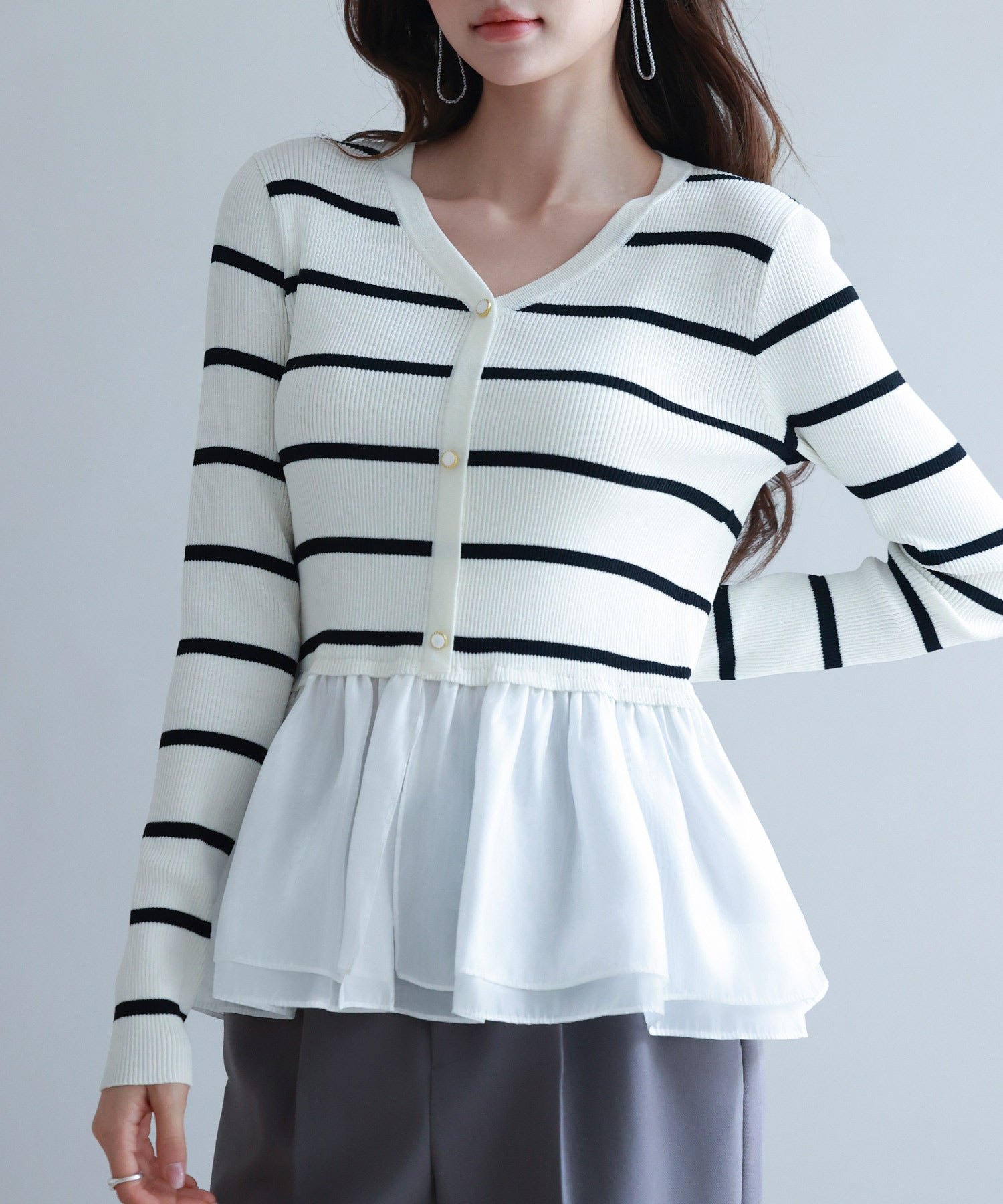 ぺプラム裾ドッキングニットプルオーバーsdp8053-103-38