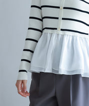 ぺプラム裾ドッキングニットプルオーバーsdp8053 アイボリー