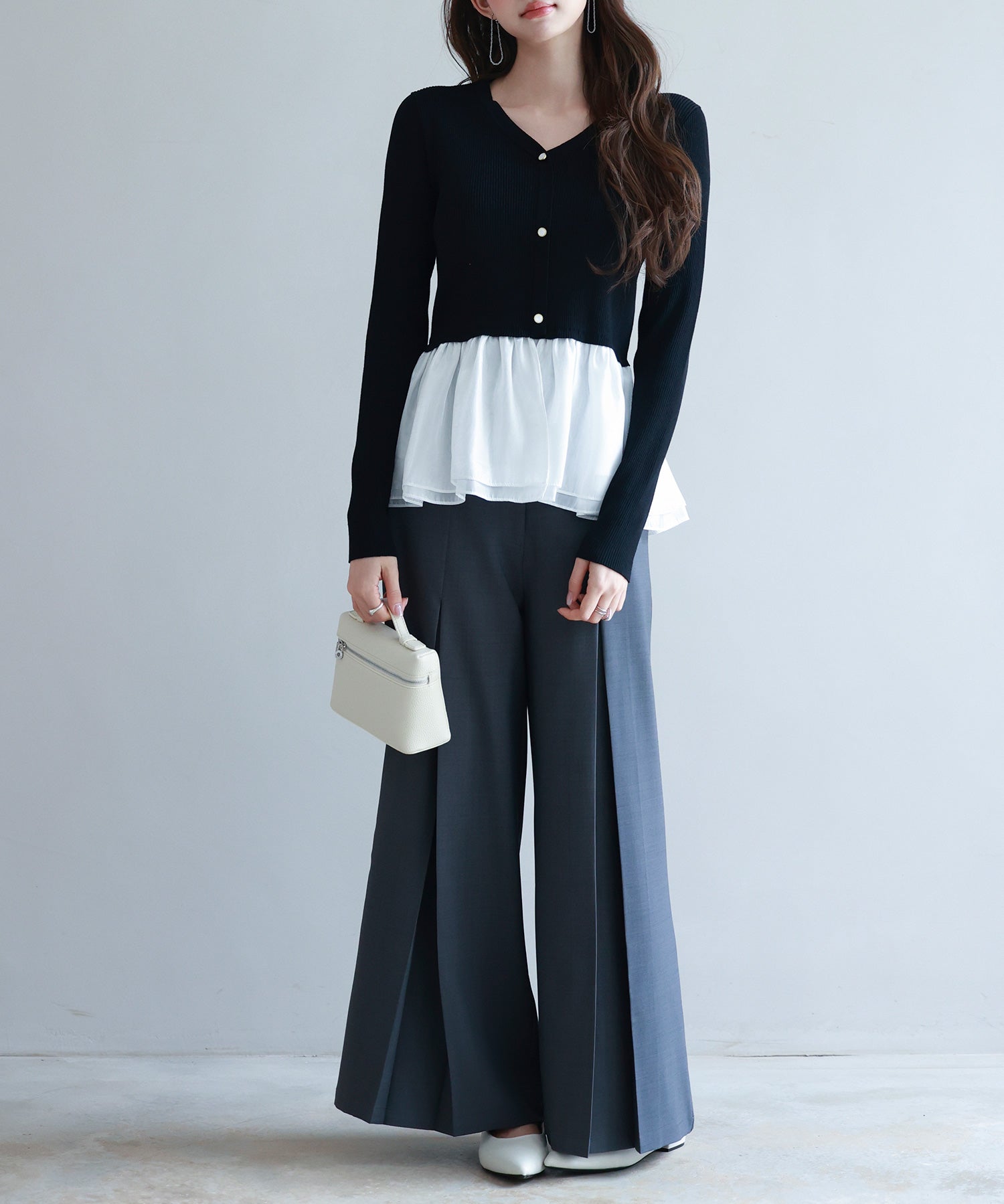 ぺプラム裾ドッキングニットプルオーバーsdp8053