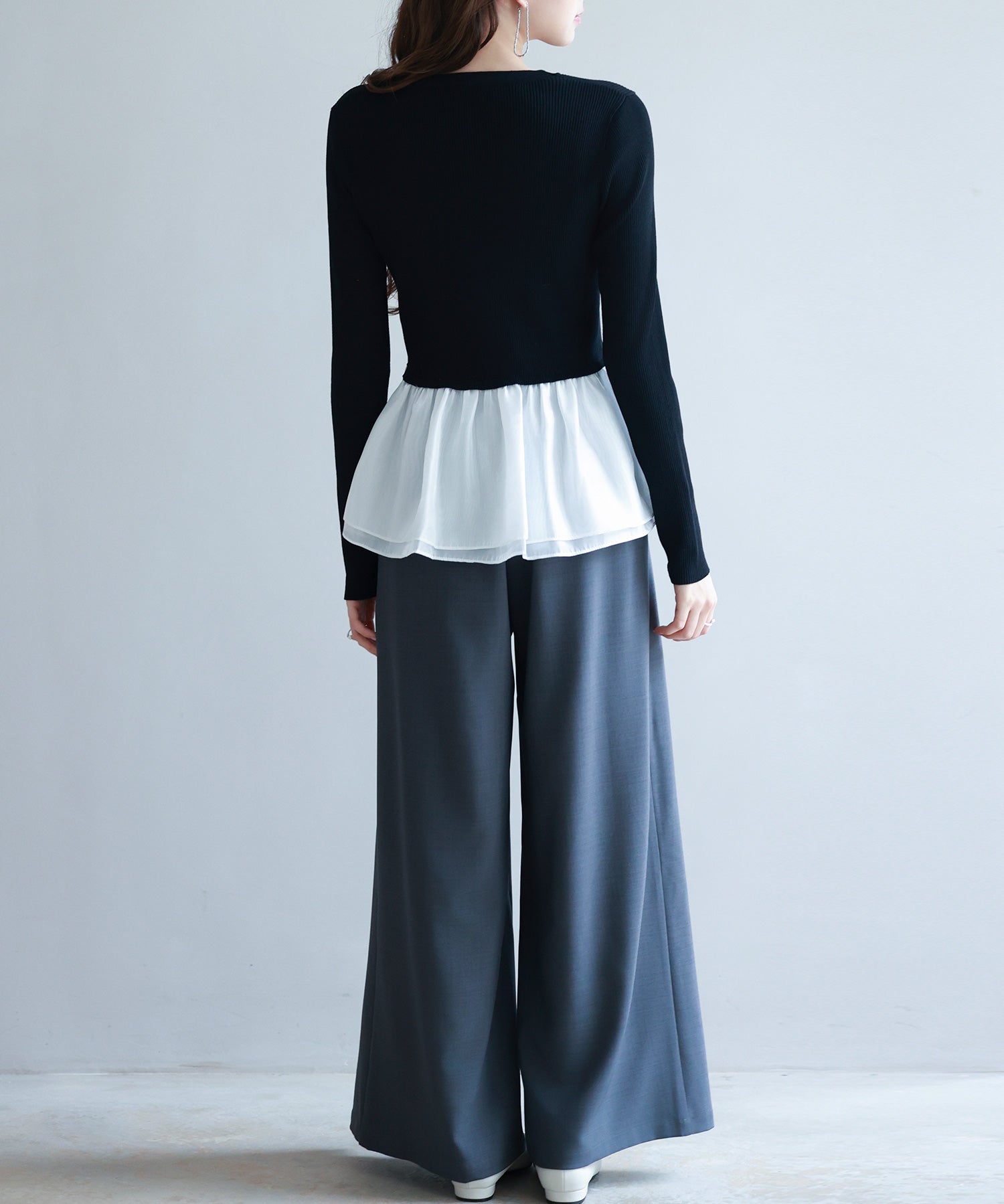 ぺプラム裾ドッキングニットプルオーバーsdp8053