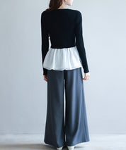 ぺプラム裾ドッキングニットプルオーバーsdp8053