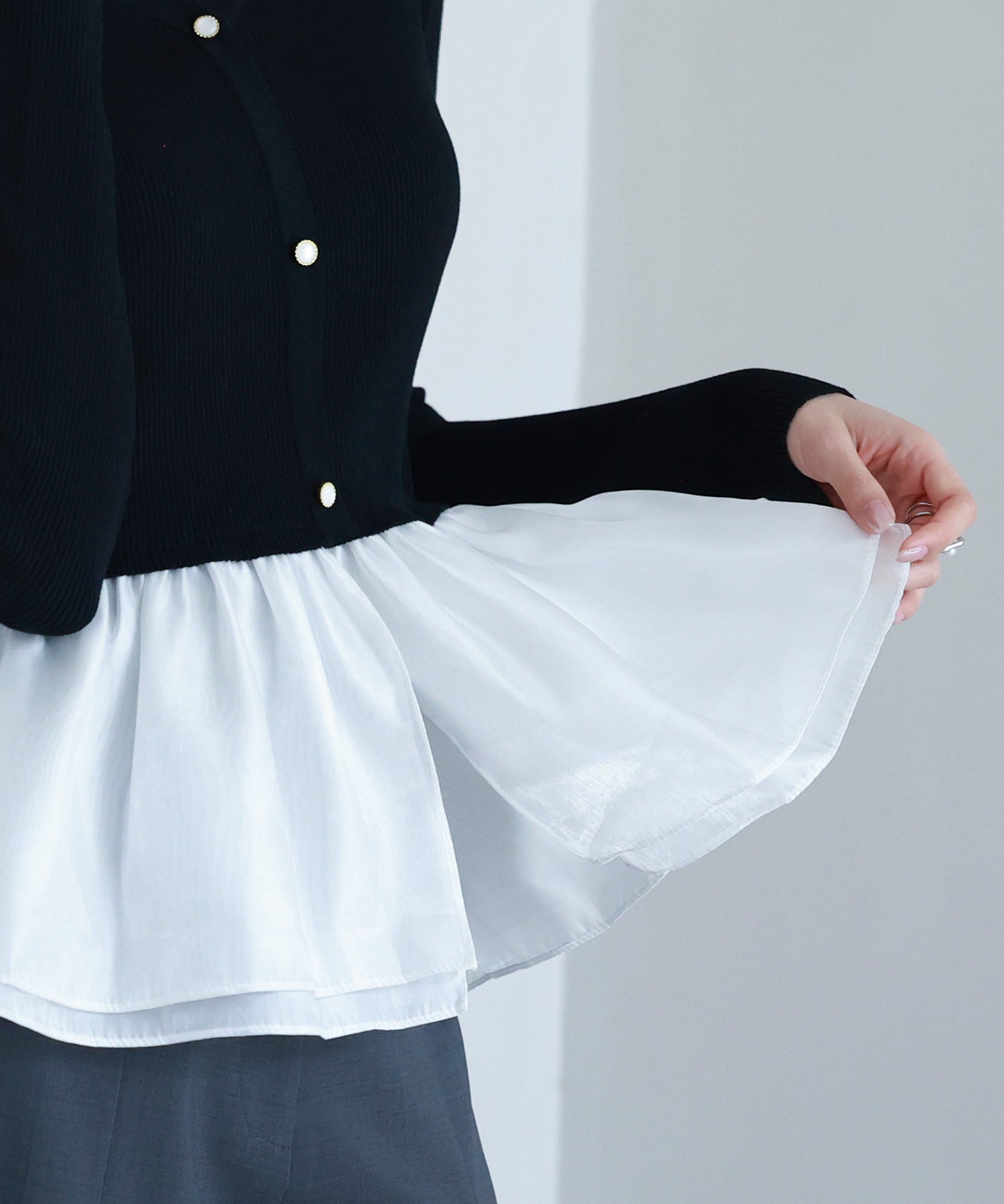 ぺプラム裾ドッキングニットプルオーバーsdp8053