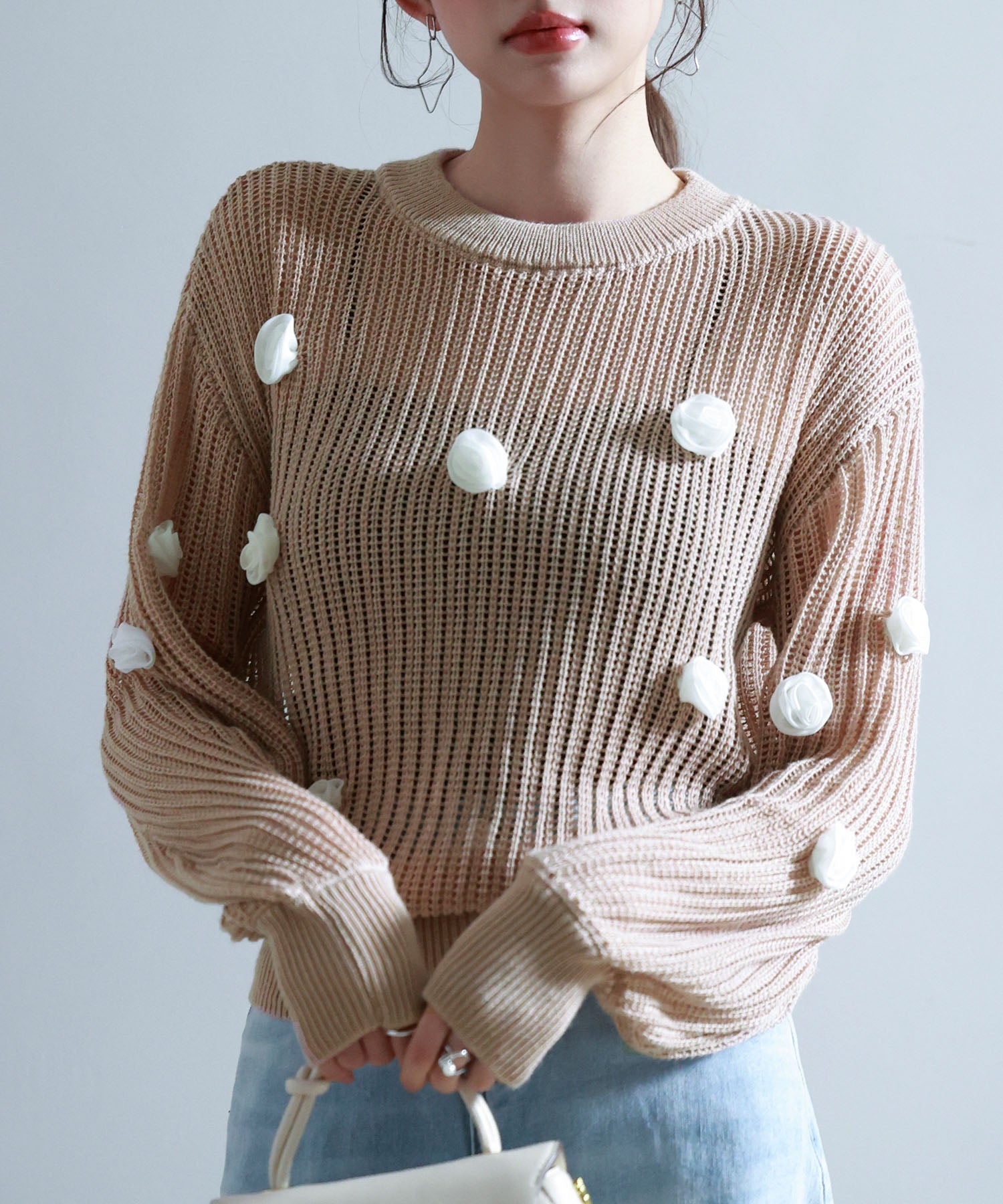 透かし編みモチーフニットプルオーバーsdp8054-103-355