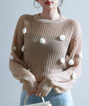 透かし編みモチーフニットプルオーバーsdp8054-103-355