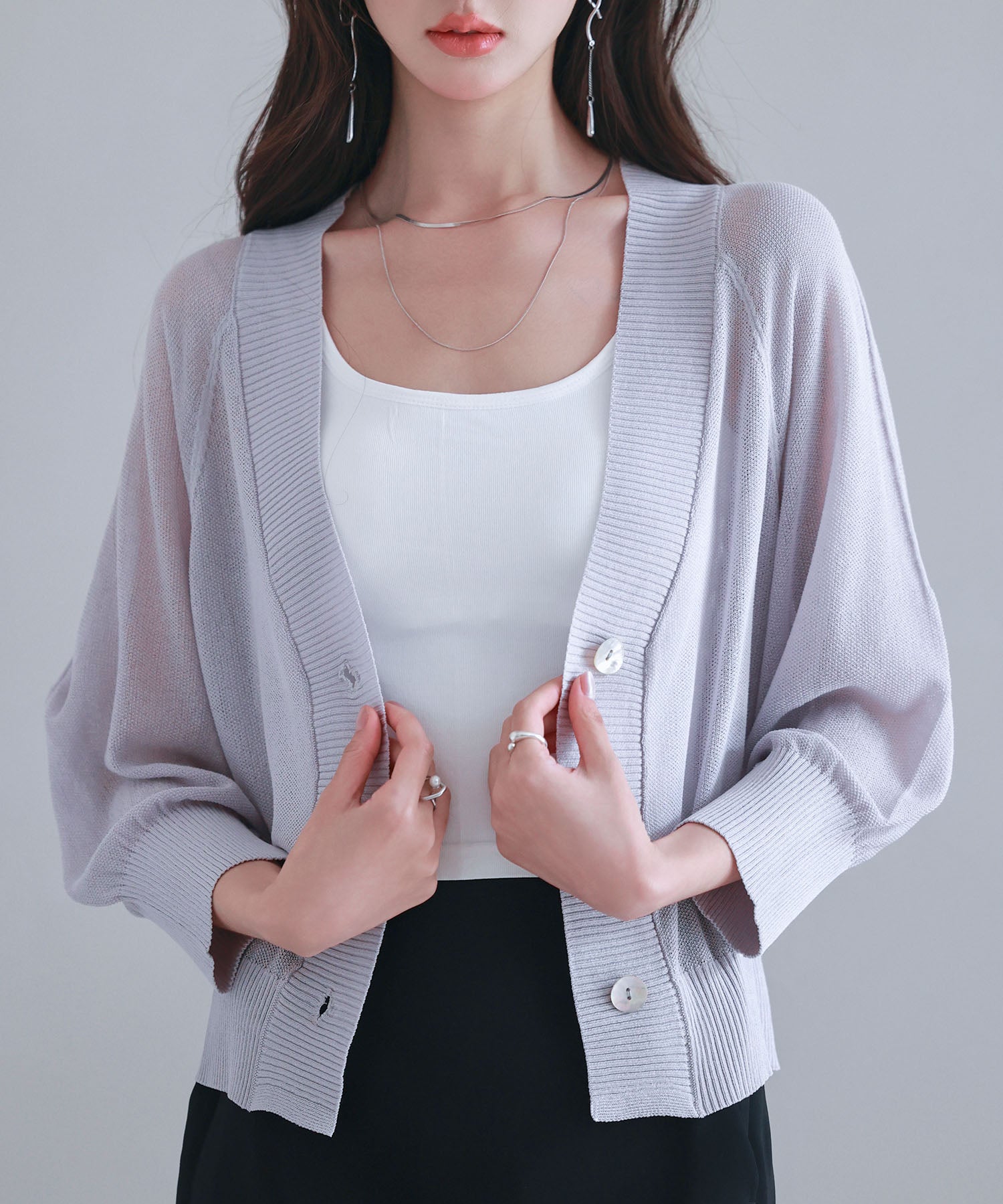 ラグランスリーブVネックカーディガンsdp8055 ラベンダー