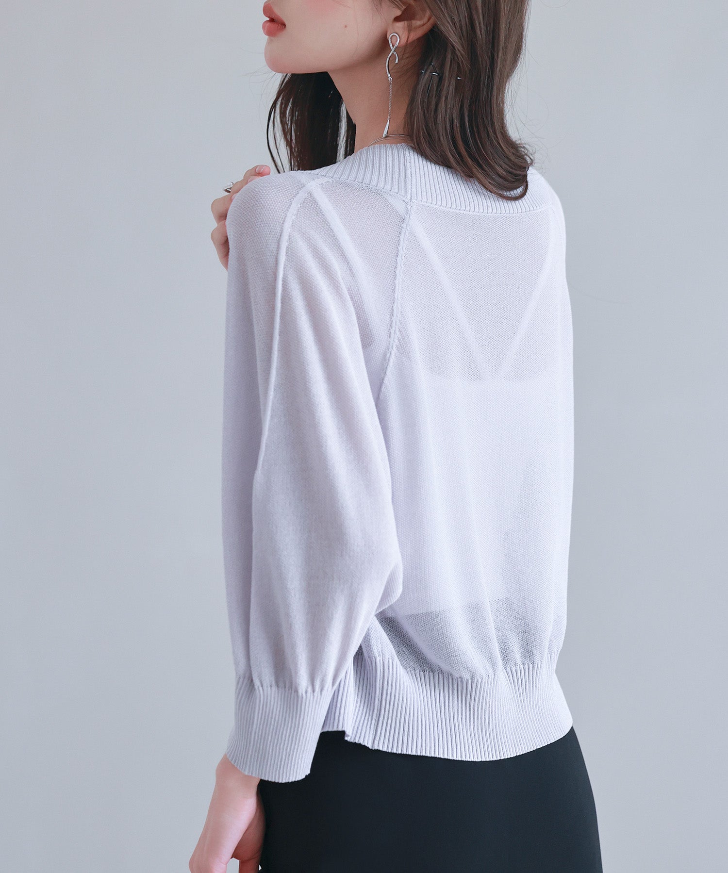 ラグランスリーブVネックカーディガンsdp8055 ラベンダー