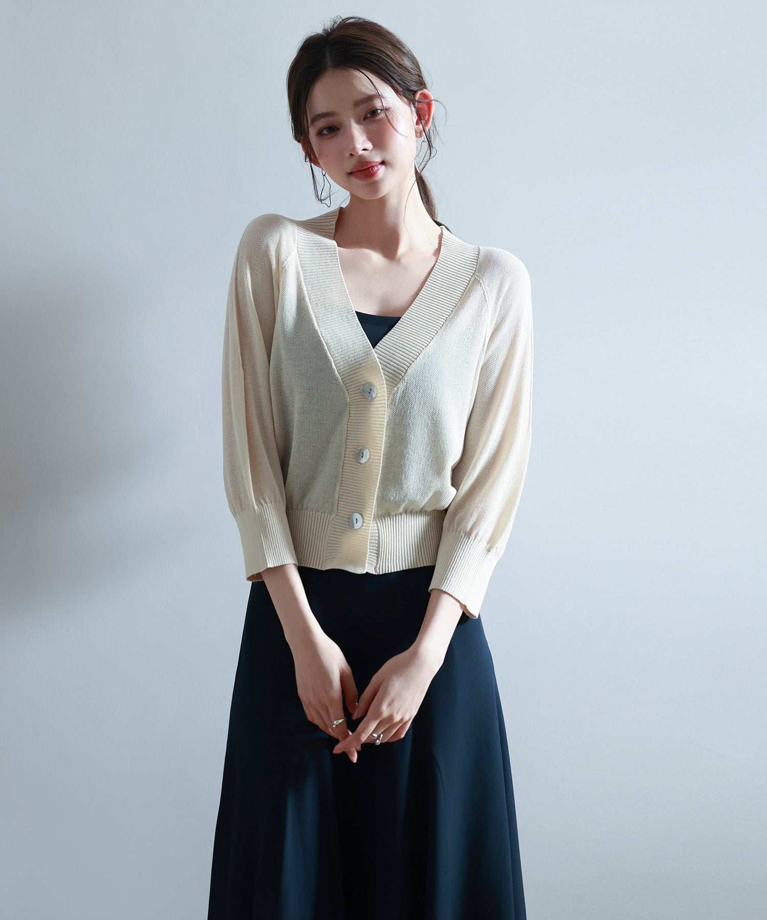 ラグランスリーブVネックカーディガンsdp8055 ベージュ