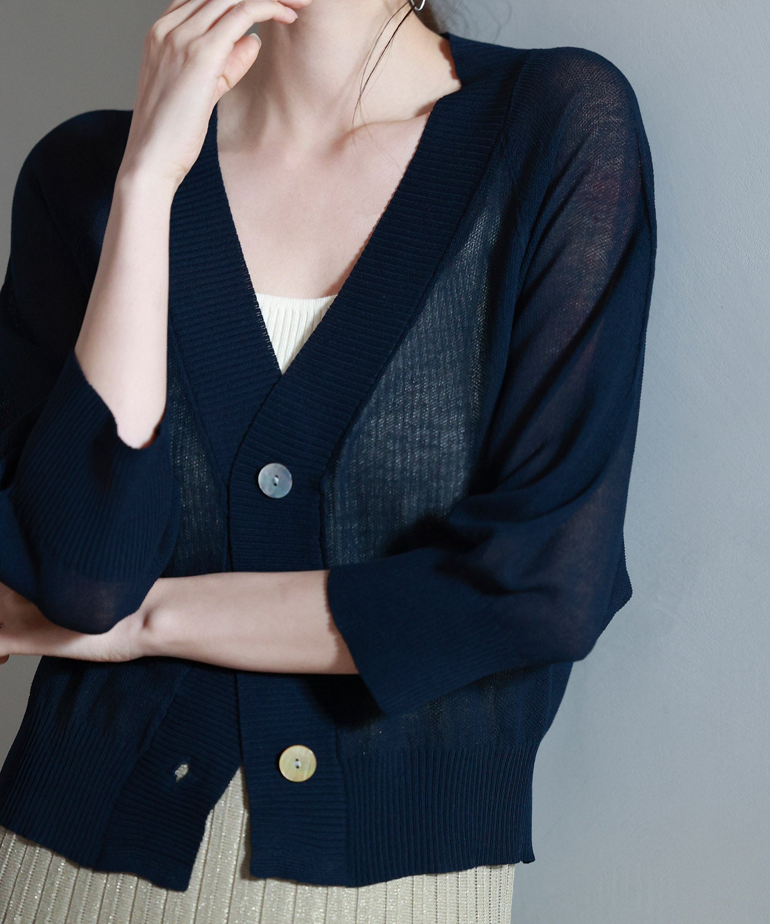 ラグランスリーブVネックカーディガンsdp8055 ネイビー