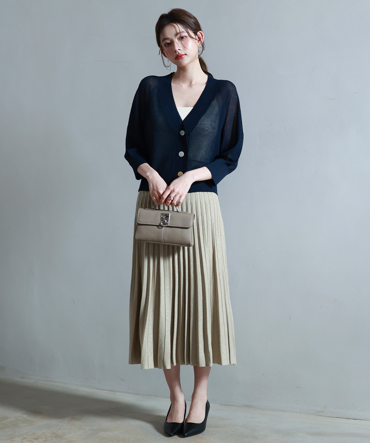 ラグランスリーブVネックカーディガンsdp8055 ネイビー