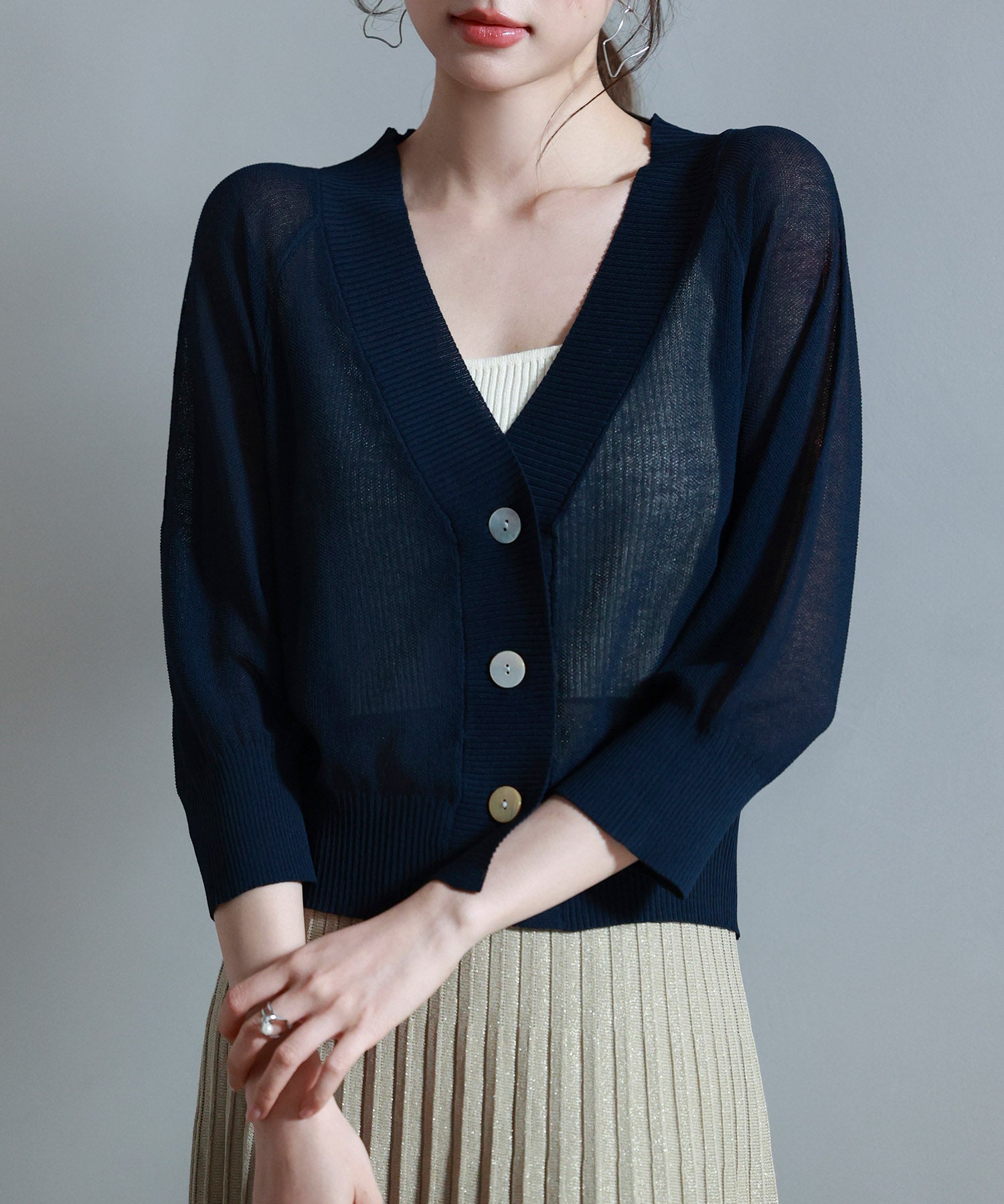 ラグランスリーブVネックカーディガンsdp8055 ネイビー
