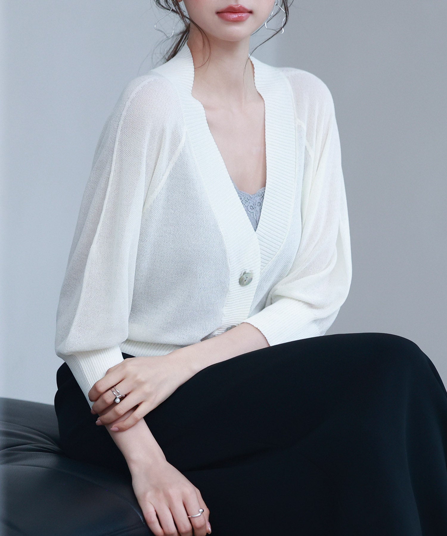 ラグランスリーブVネックカーディガンsdp8055 アイボリー