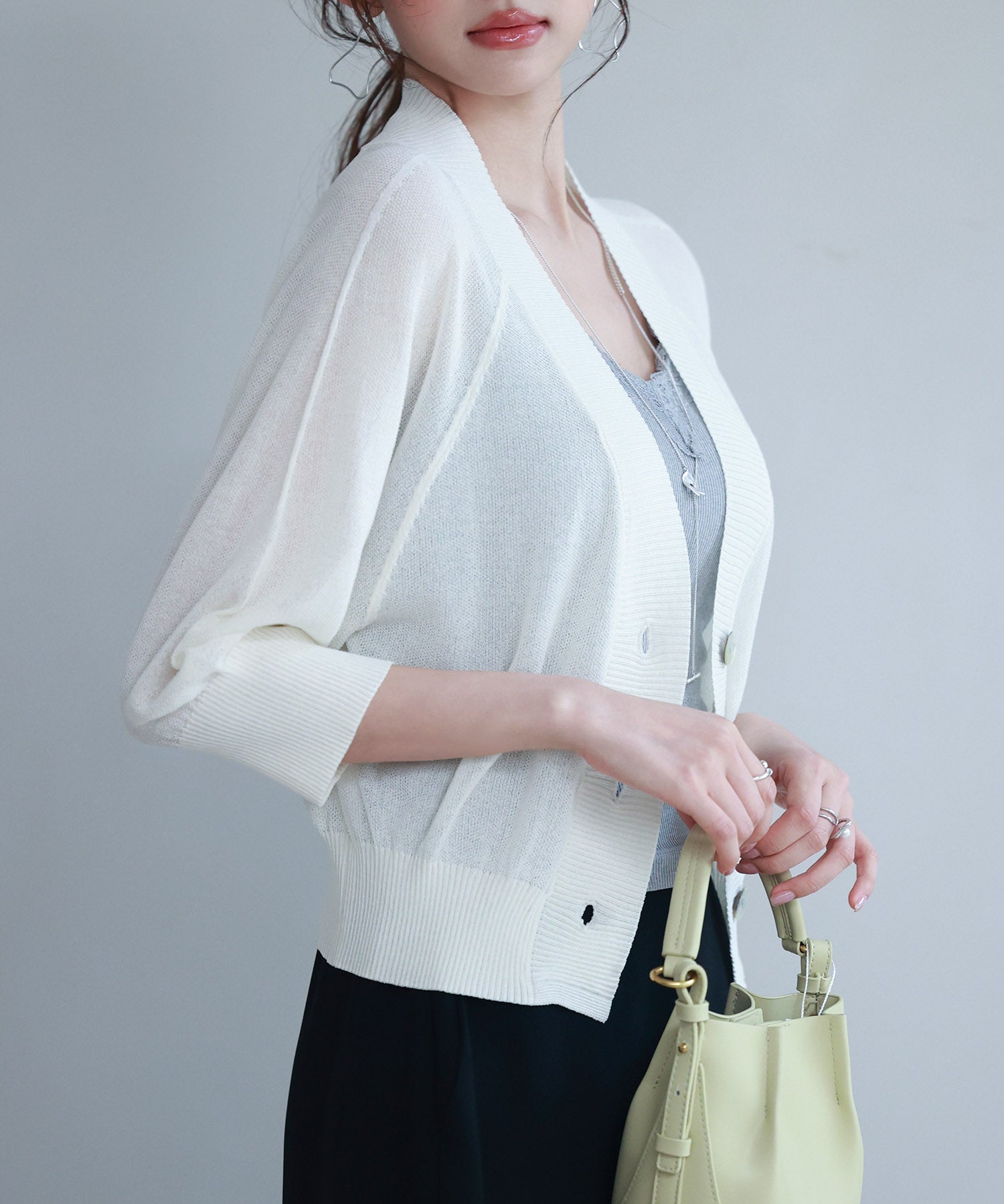 ラグランスリーブVネックカーディガンsdp8055 アイボリー