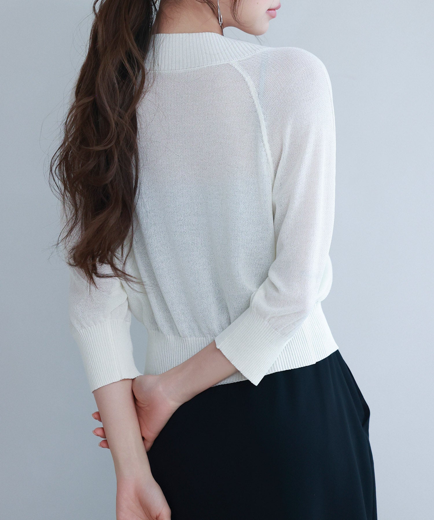 ラグランスリーブVネックカーディガンsdp8055 アイボリー