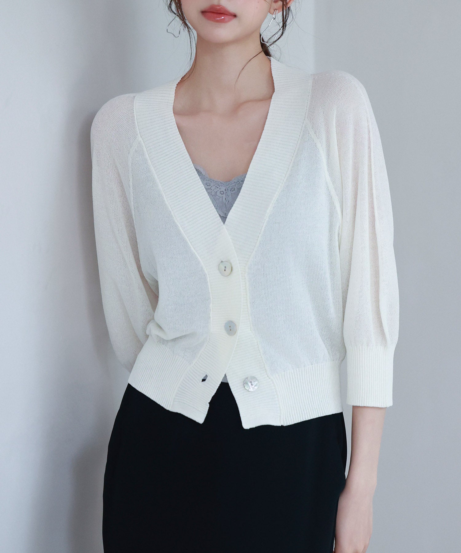ラグランスリーブVネックカーディガンsdp8055 アイボリー