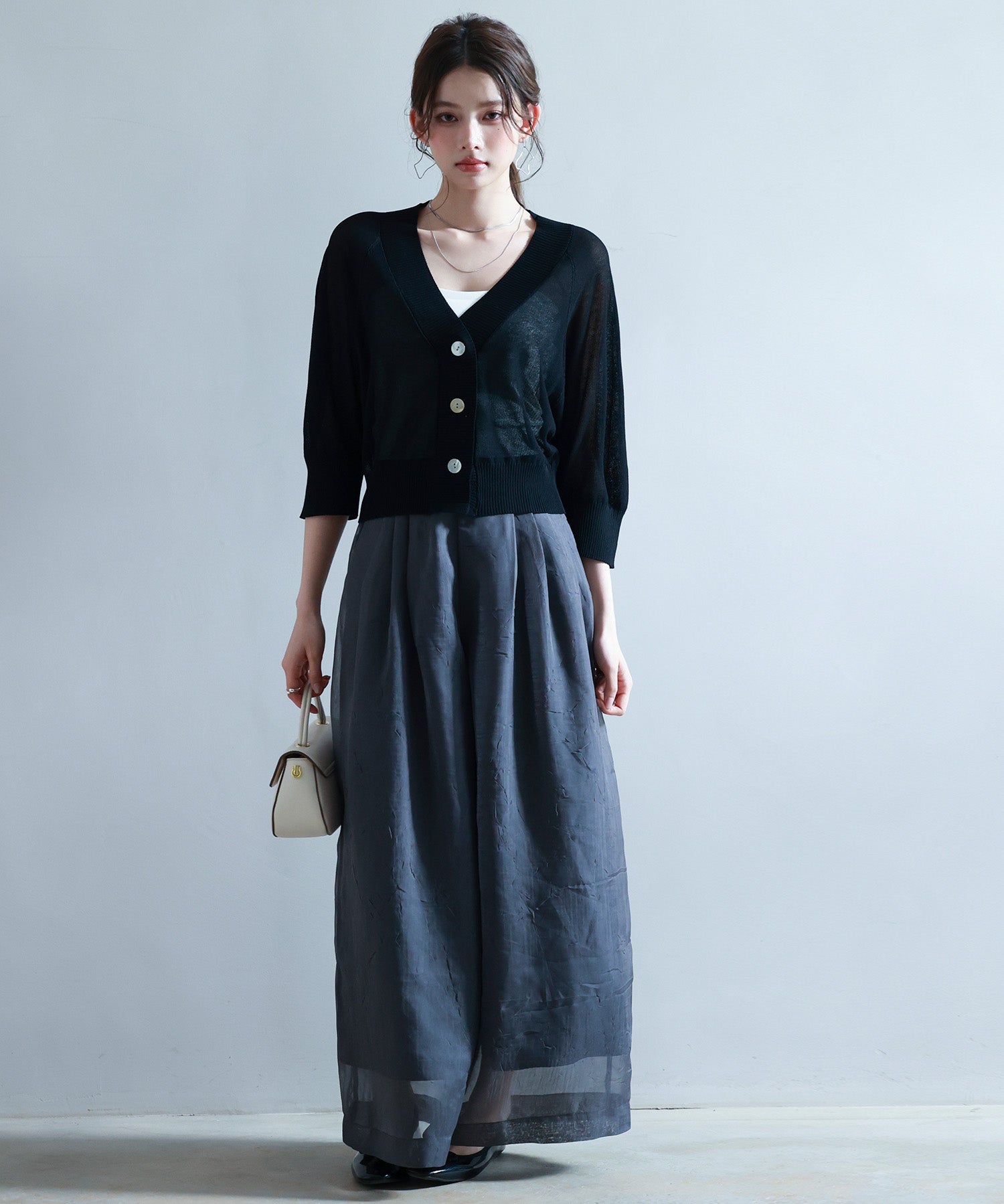 ラグランスリーブVネックカーディガンsdp8055 ブラック