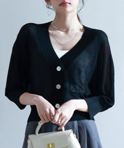 ラグランスリーブVネックカーディガンsdp8055 ブラック