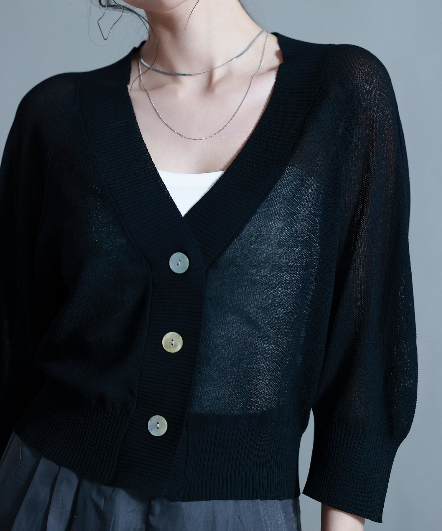 ラグランスリーブVネックカーディガンsdp8055 ブラック