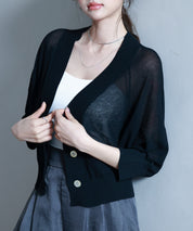 ラグランスリーブVネックカーディガンsdp8055 ブラック