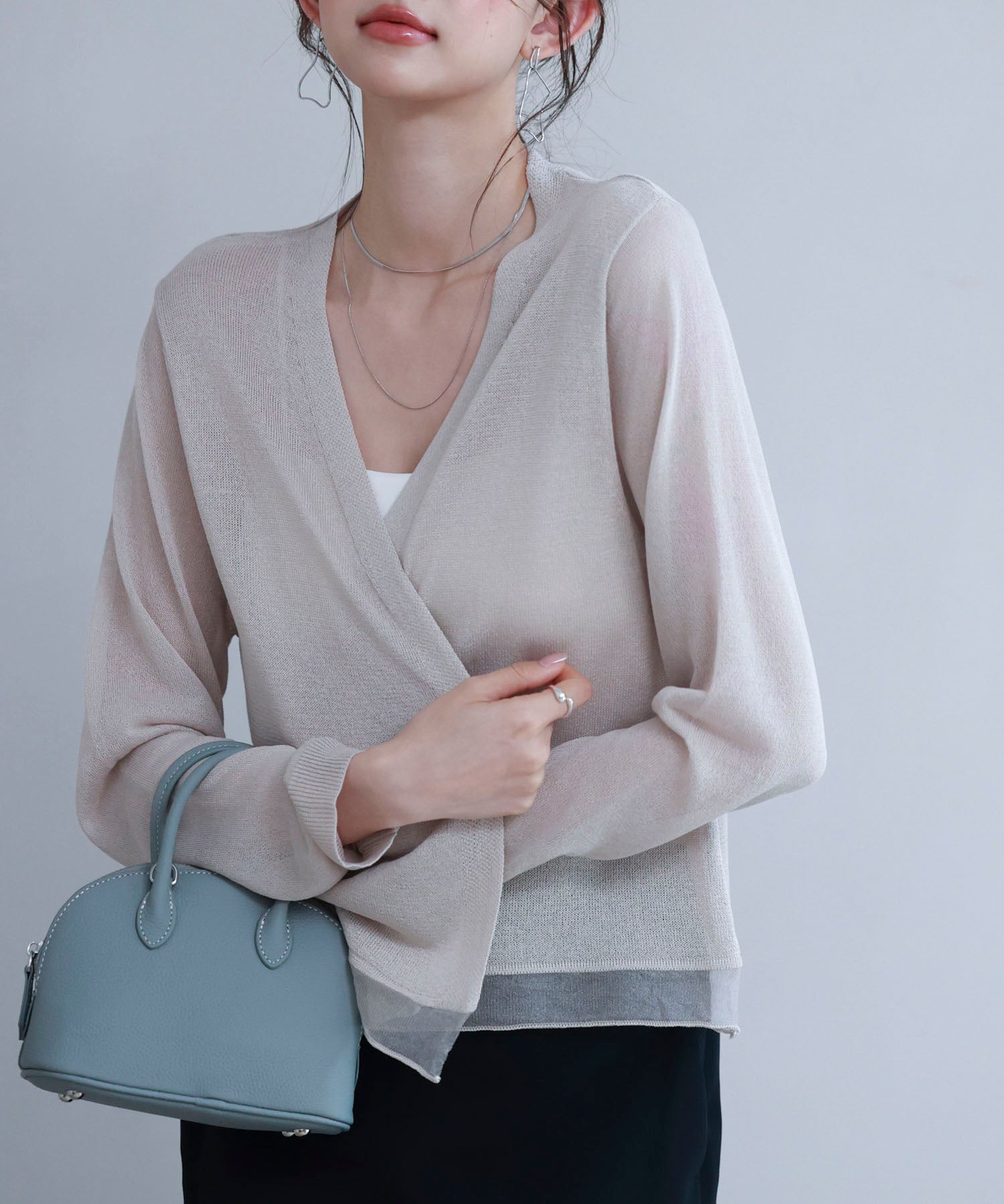 シアー裾サマーニットカーディガンsdp8056 ベージュ