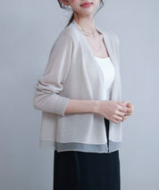 シアー裾サマーニットカーディガンsdp8056 ベージュ