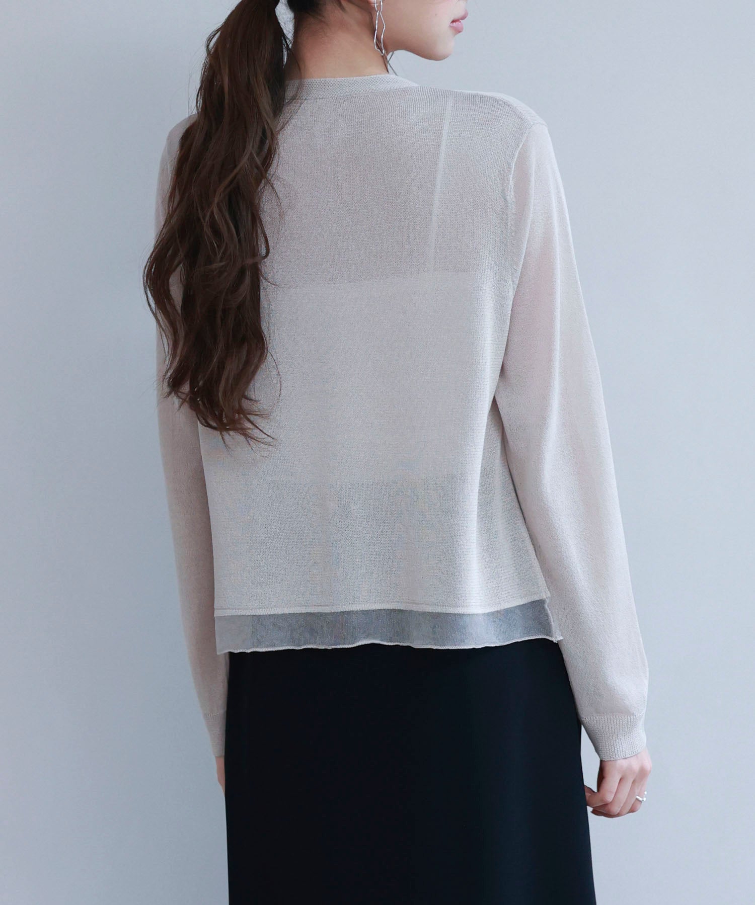 シアー裾サマーニットカーディガンsdp8056 ベージュ