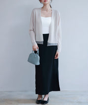 シアー裾サマーニットカーディガンsdp8056 ベージュ