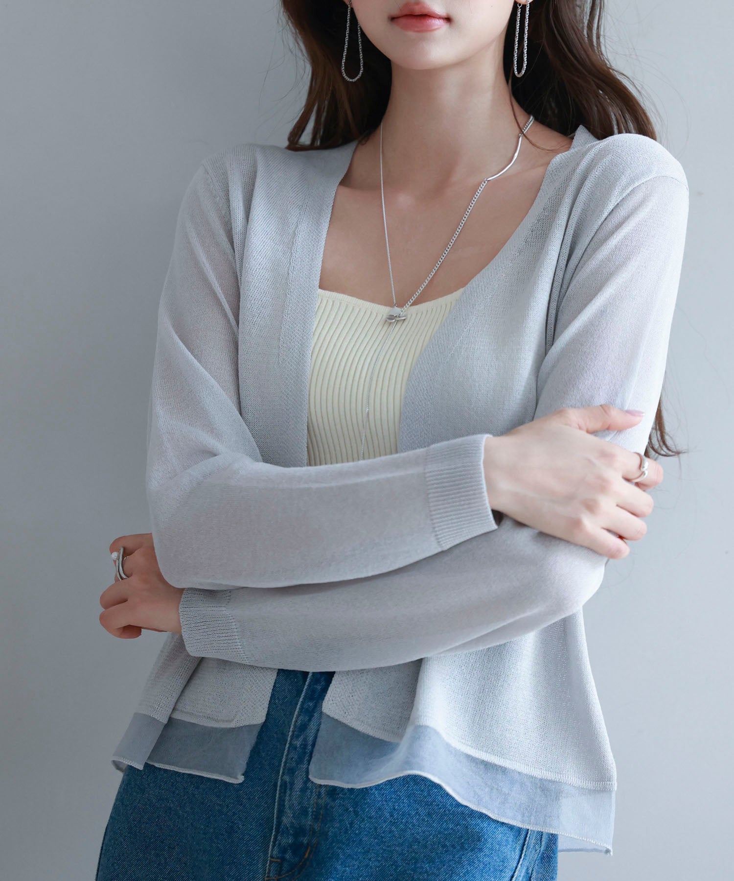 シアー裾サマーニットカーディガンsdp8056-103-18