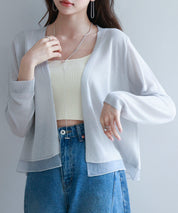 シアー裾サマーニットカーディガンsdp8056 グレー