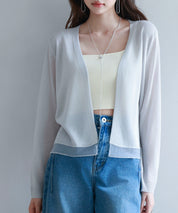 シアー裾サマーニットカーディガンsdp8056 グレー