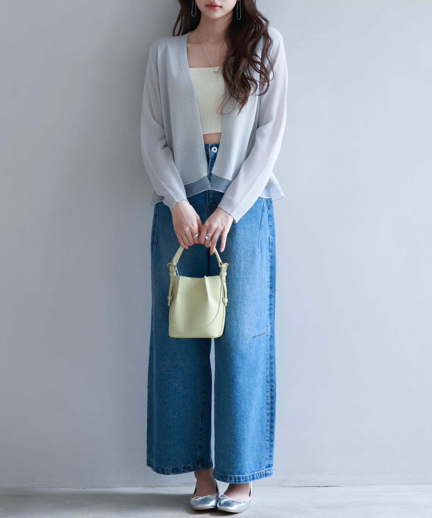 シアー裾サマーニットカーディガンsdp8056 グレー