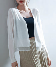 シアー裾サマーニットカーディガンsdp8056 ホワイト