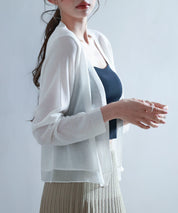 シアー裾サマーニットカーディガンsdp8056 ホワイト