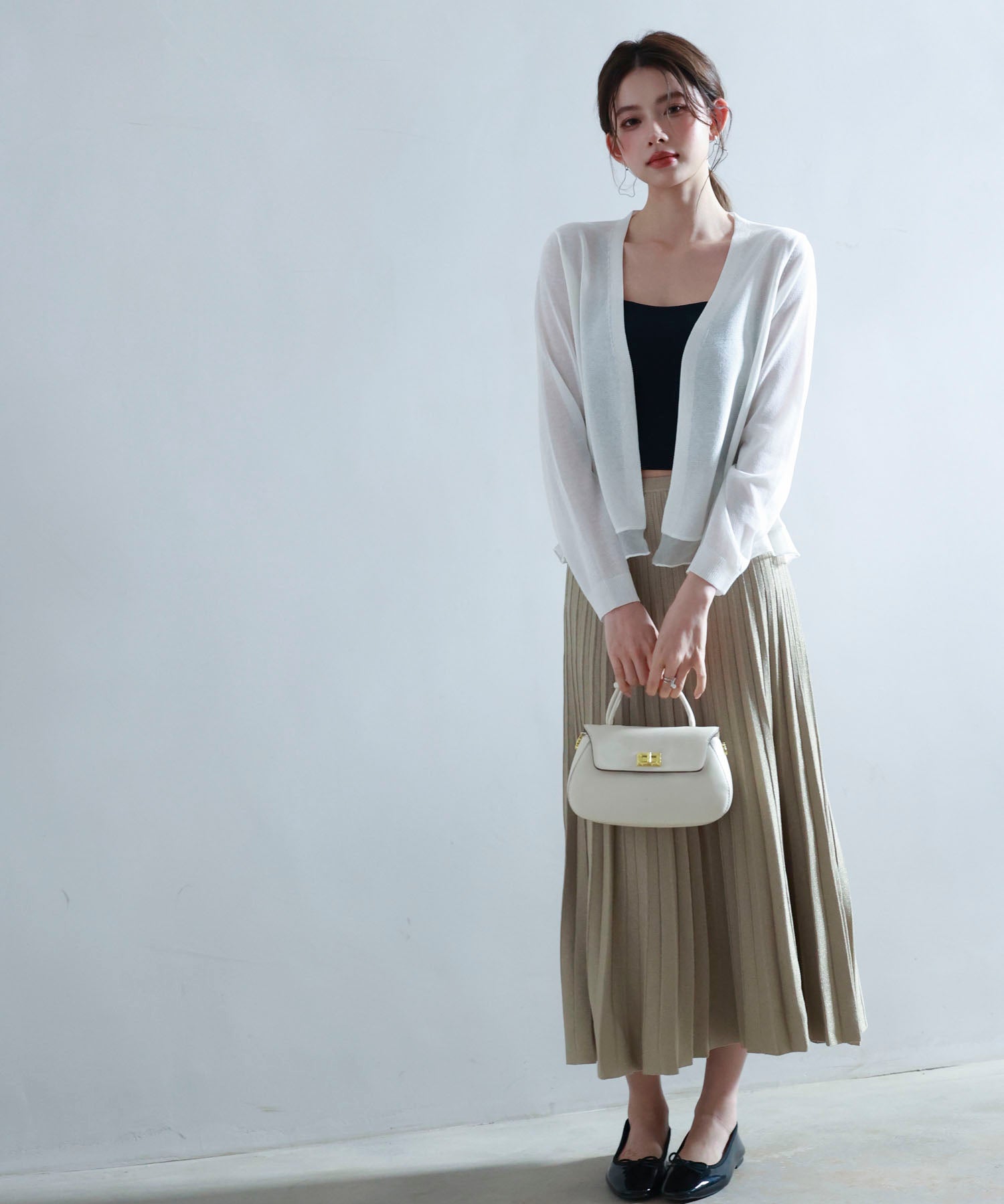 シアー裾サマーニットカーディガンsdp8056 ホワイト